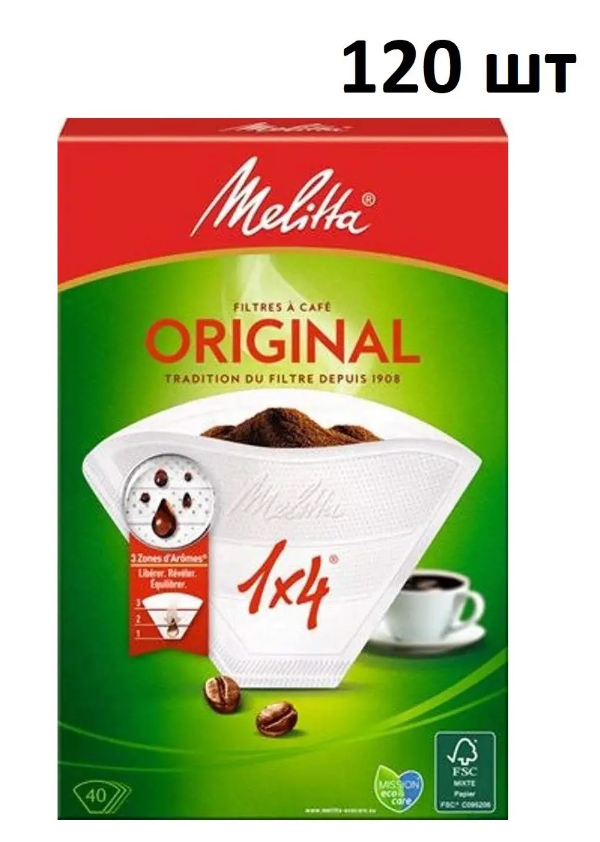 Фільтри паперові MELITTA ORIGINAL 1X4 40 ШТ. (Білі)